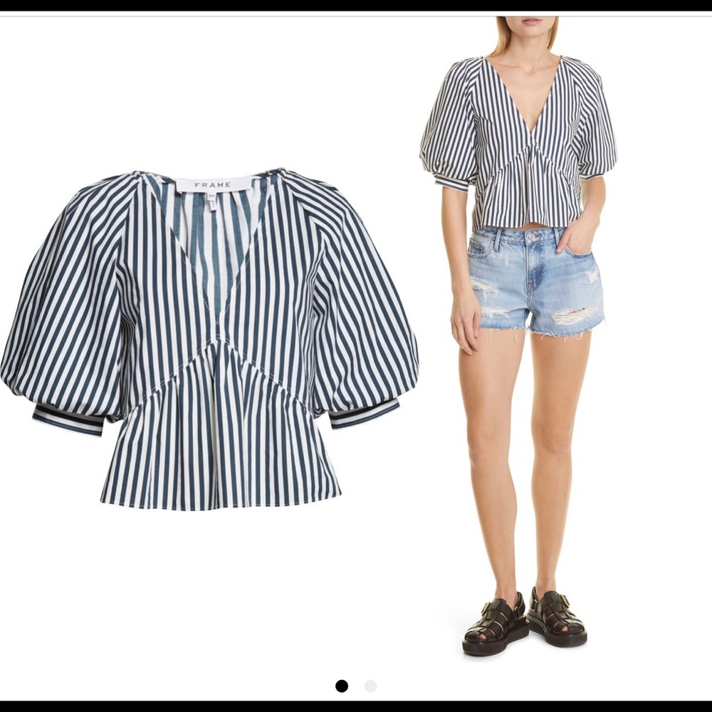 **NWT** FRAME Puff Sleve Organic Cotton Top